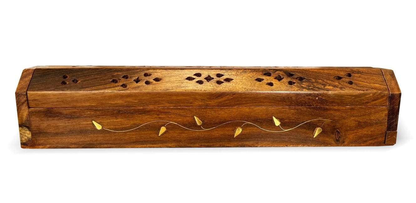 Porte encens hut feuilles- 30cm - Bois de rose