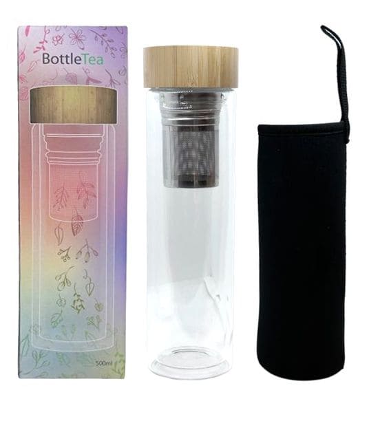 Doppelwandige Glasflasche mit Infuser