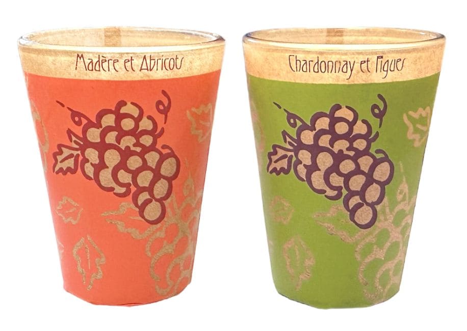 Boite de 2 Bougies Maroma en verre Madère et Abricots - Chardonnay et Figues 70g chez Arabesk