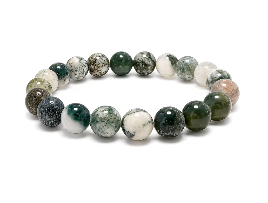 Bracelet Agate Arbre A perles 10mm chez Arabesk