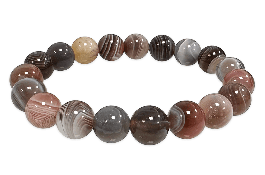 Bracelet Agate Botswana AA perles 10mm