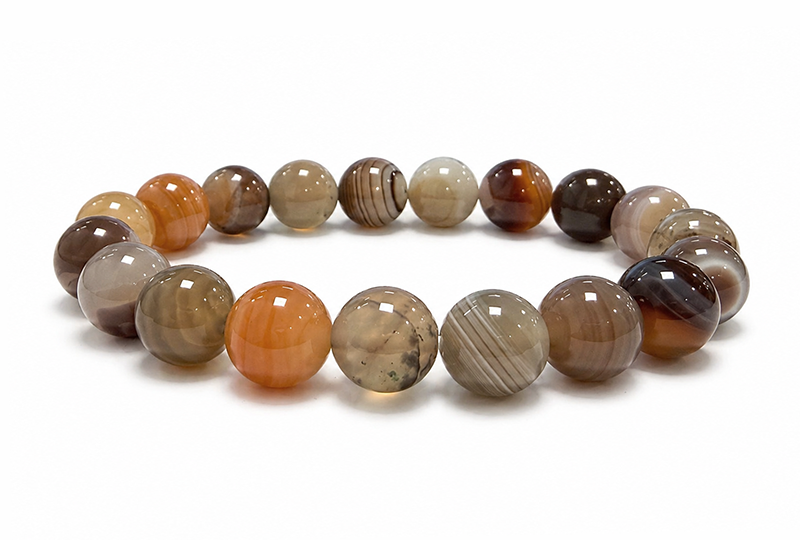 Bracelet Agate Botswana A perles 10mm