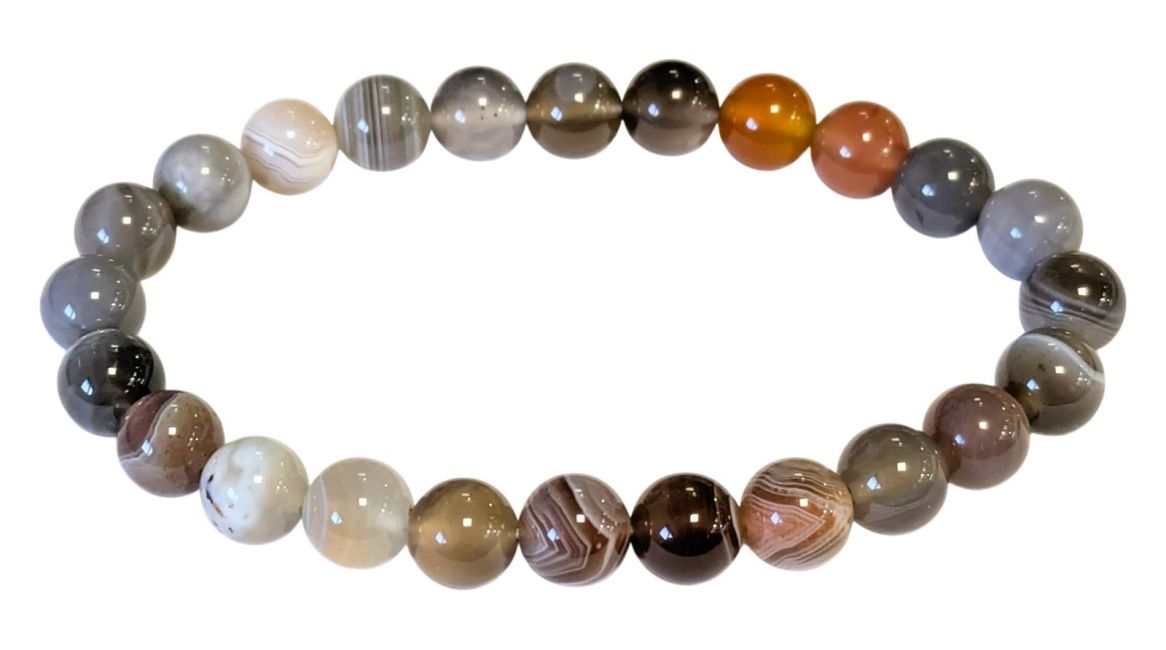 Bracelet Agate Botswana AA perles 8mm