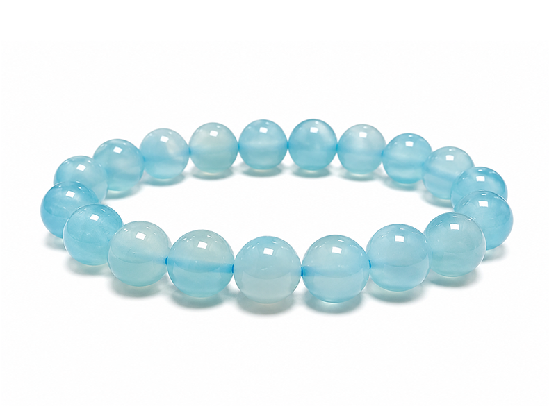Bracelet Agate Bleue Chauffée AA perles 10mm chez Arabesk
