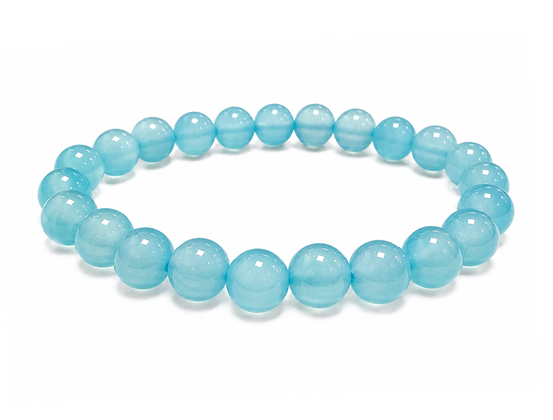 Bracelet Agate Bleue Chauffée AA perles 8mm chez Arabesk