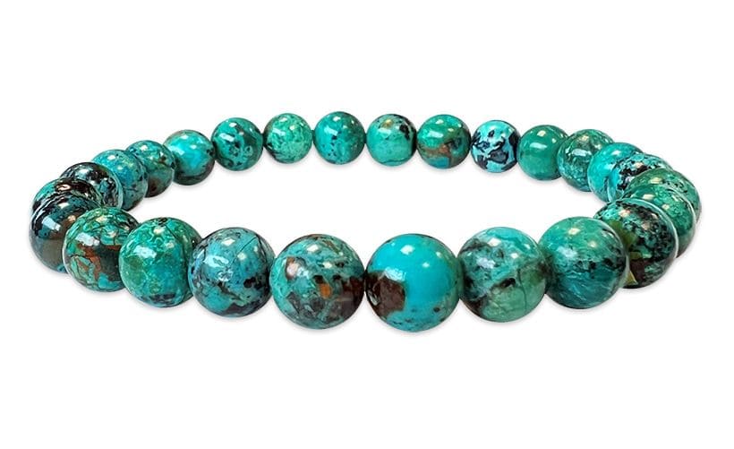 Bracelet Amblygonite Chrysocolle AAA perles 6mm