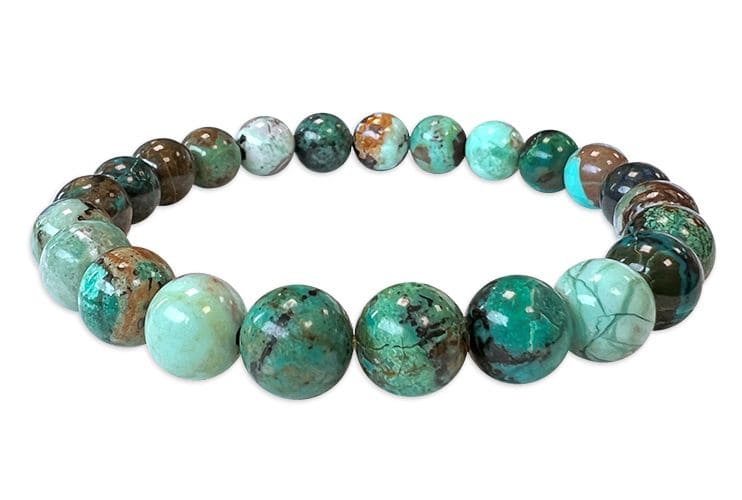 Bracelet Amblygonite Chrysocolle AA perles 8mm