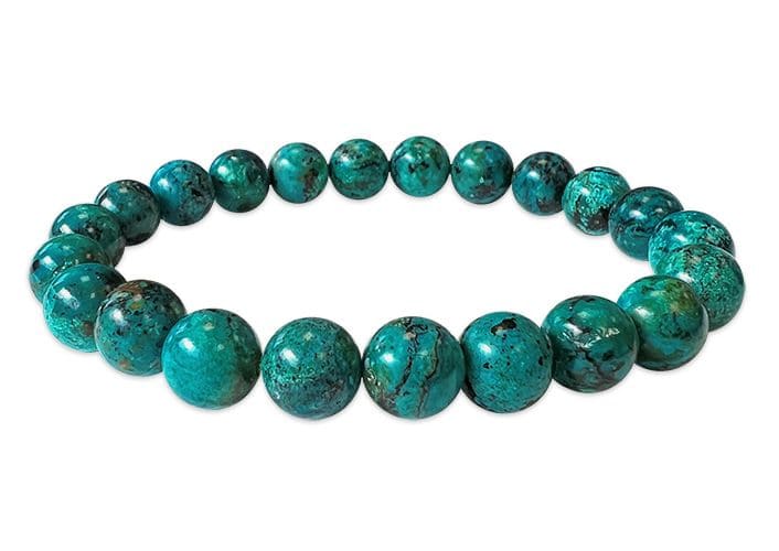 Bracelet Amblygonite Chrysocolle AAA perles 8mm