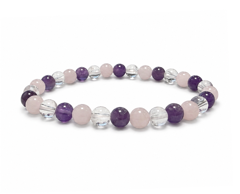 Bracelet Améthyste Cristal de Roche Quartz Rose A Perles 6-7mm chez Arabesk
