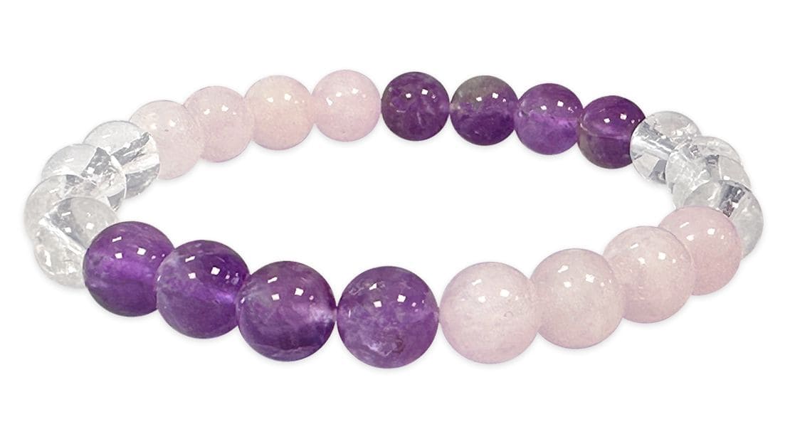 Armband Amethyst & Bergkristall & Rosenquarz A perles 8mm