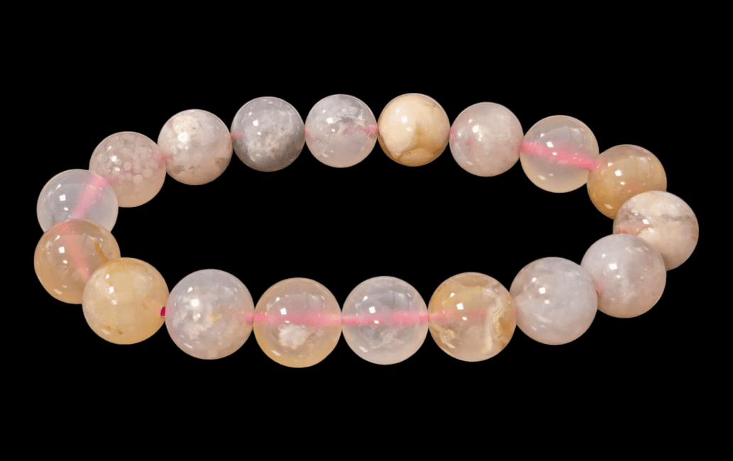 Bracelet Agate Fleur de Cerisier A perles 10mm chez Arabesk