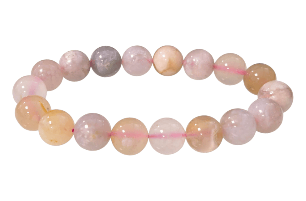 Bracelet Agate Fleur de Cerisier A perles 10mm chez Arabesk|fr