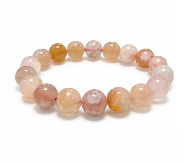 Bracelet Agate Fleur de Cerisier A perles 10mm