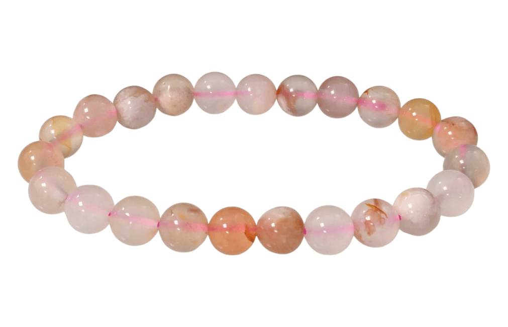 Bracelet Agate Fleur de Cerisier A perles 8mm chez Arabesk