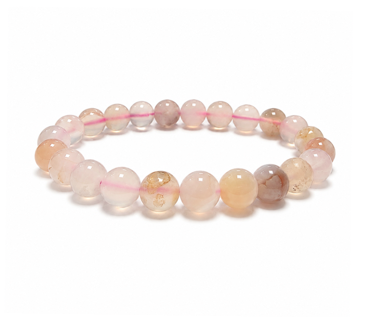 Bracelet Agate Fleur de Cerisier A perles 8mm chez Arabesk