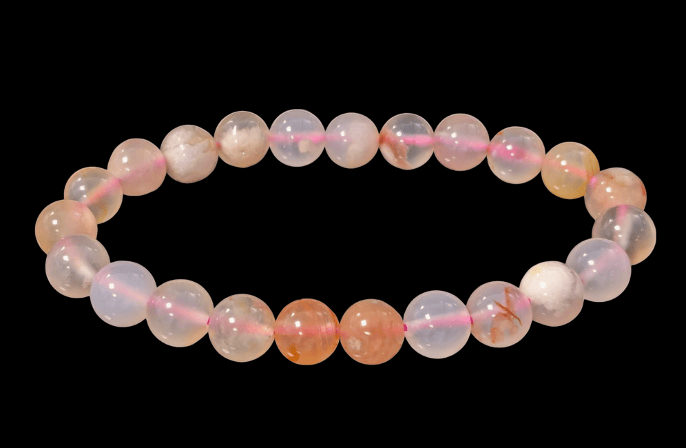 Bracelet Agate Fleur de Cerisier A perles 8mm chez Arabesk|fr