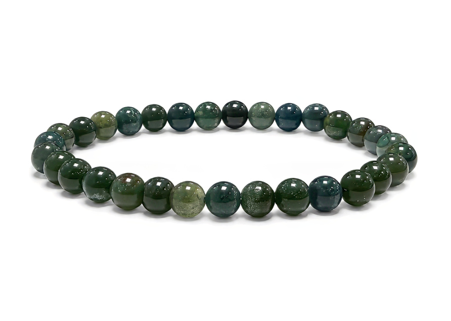 Bracelet Agate Mousse A Perles 6-7 mm