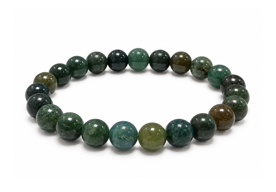 Bracelet Agate Mousse A perles 8mm chez Arabesk