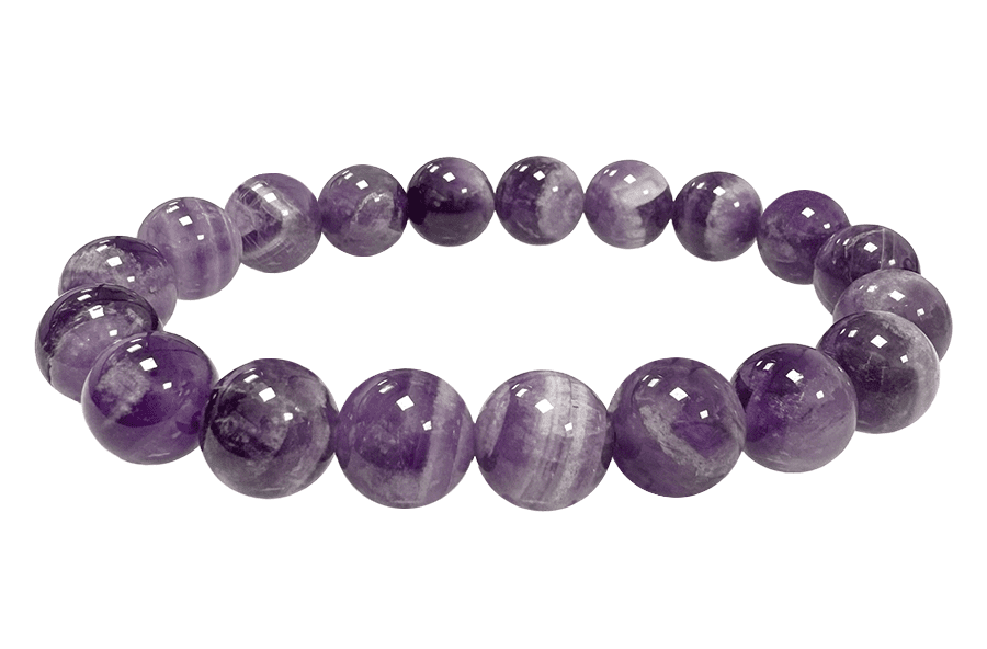 Bracelet Améthyste rubanée A perles 10mm