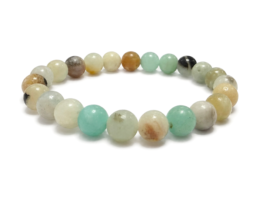 Bracelet Amazonite Multicolore A Perles 8mm