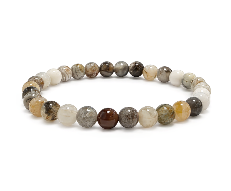 Bracelet Agate Plume AB Perles 6 mm