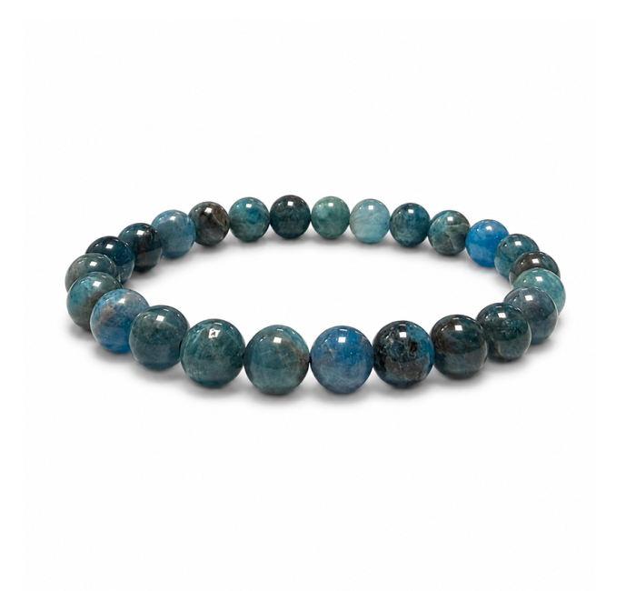 Bracelet Apatite Bleue AB Perles 7.5-8.5mm