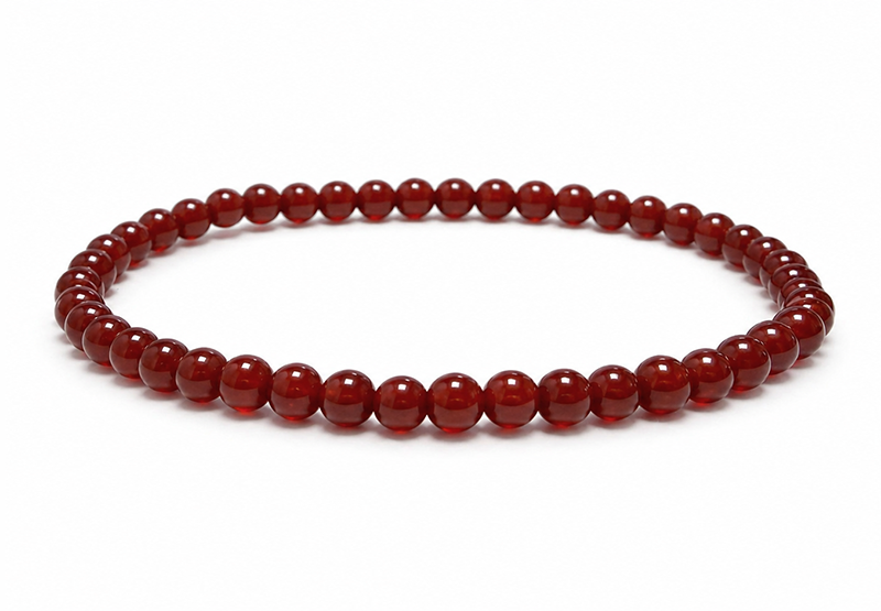 Bracelet Agate Rouge A perles 4mm chez Arabesk