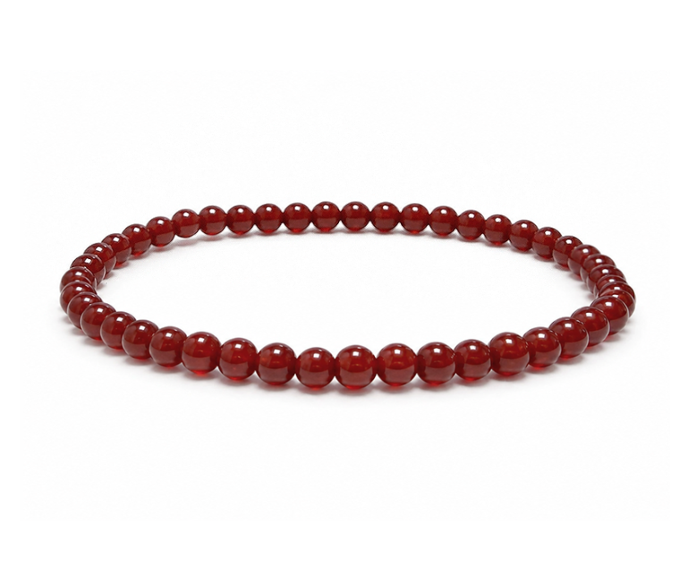 Bracelet Agate Rouge A perles 4mm chez Arabesk
