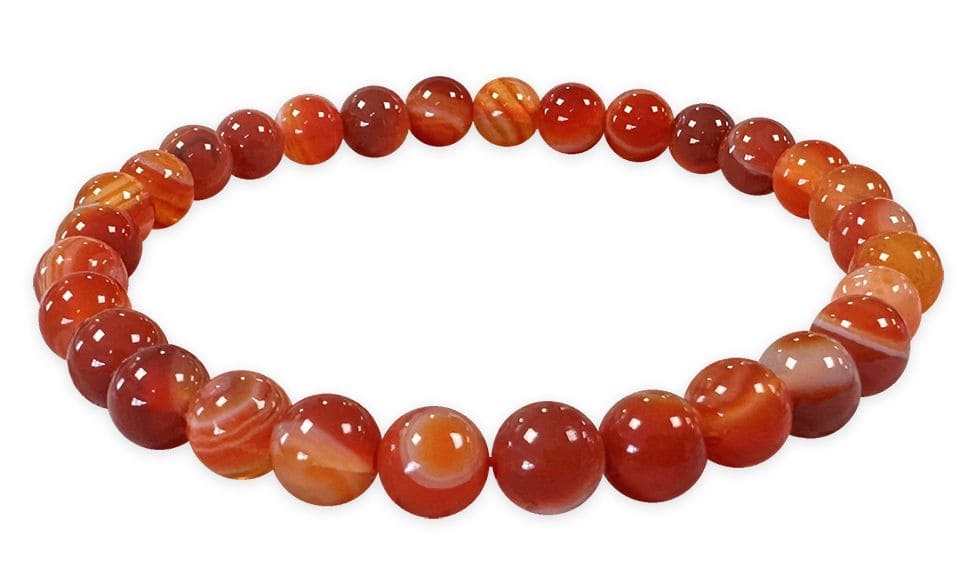 Bracelet Agate Rouge Rubanée A perles 6mm