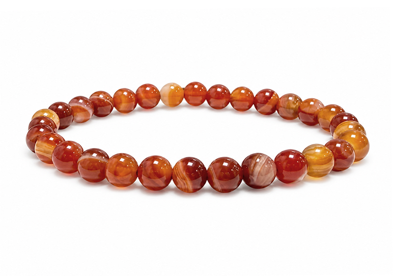 Bracelet Agate Rouge Rubanée A perles 6mm chez Arabesk