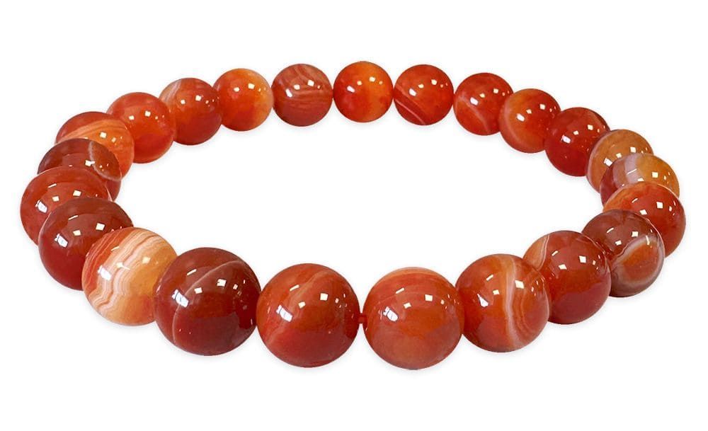 Bracelet Agate Rouge Rubanée A perles 8mm chez Arabesk