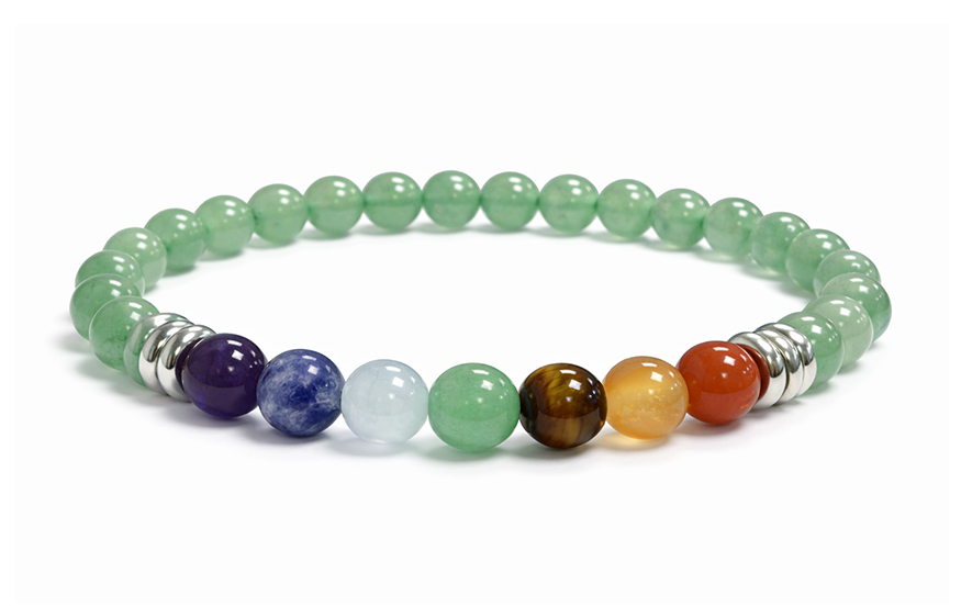 Bracelet Aventurine Verte 7 chakras A perles 6mm