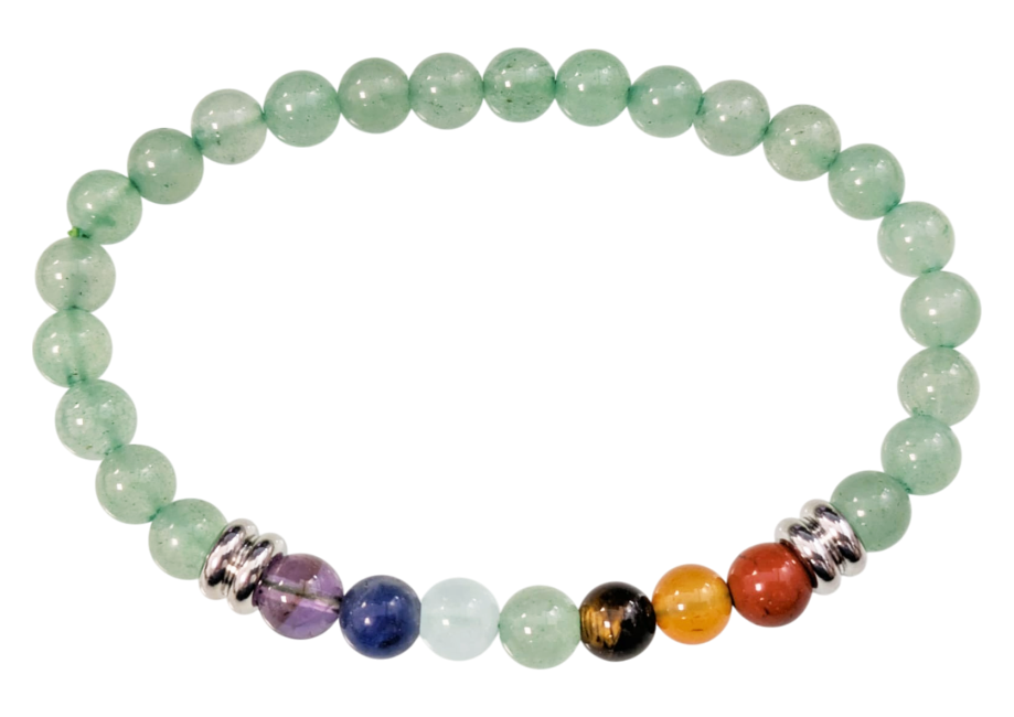 Bracelet Aventurine Verte 7 chakras perles 6mm chez Arabesk