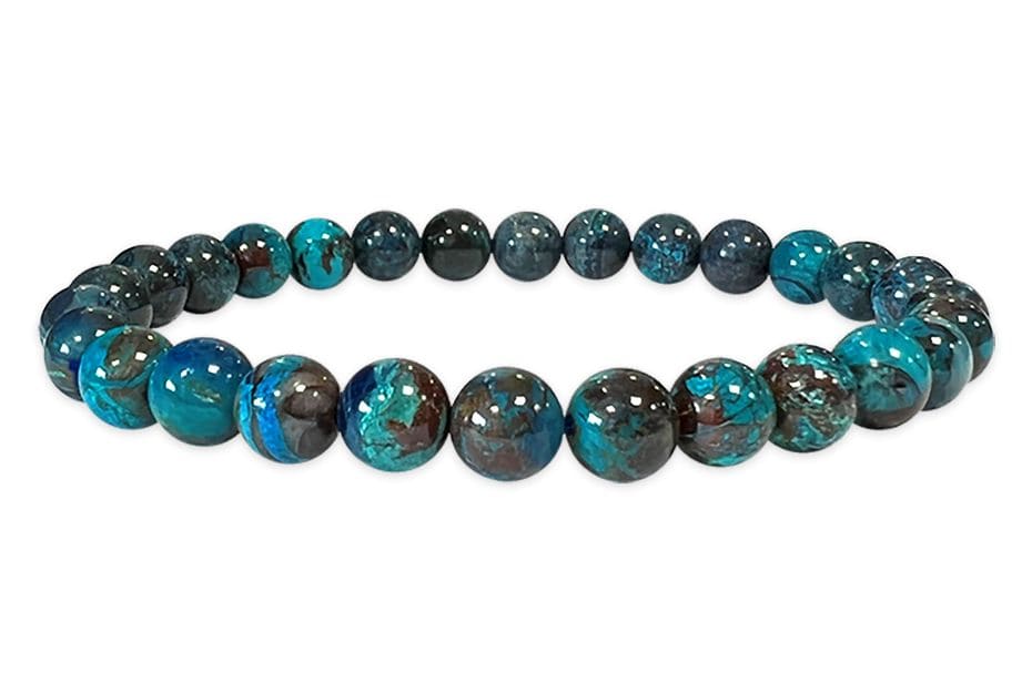 Bracelet Azurite Malachite Chrysocolle AA perles 5.5-6.5mm