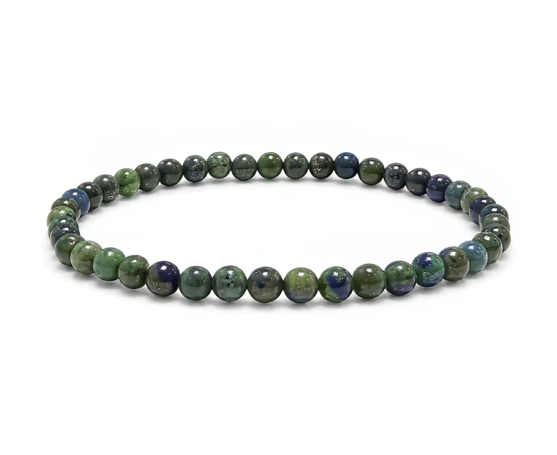 Bracelet Malachite & Azurite Stabilisée A Perles 4-5 mm