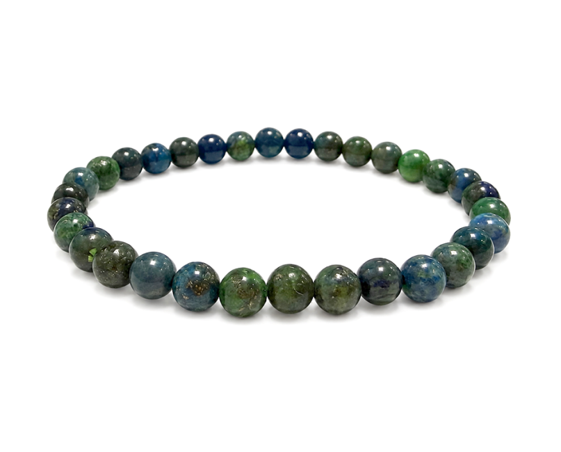 Bracelet Azurite & Malachite Stabilisée A perles 6mm