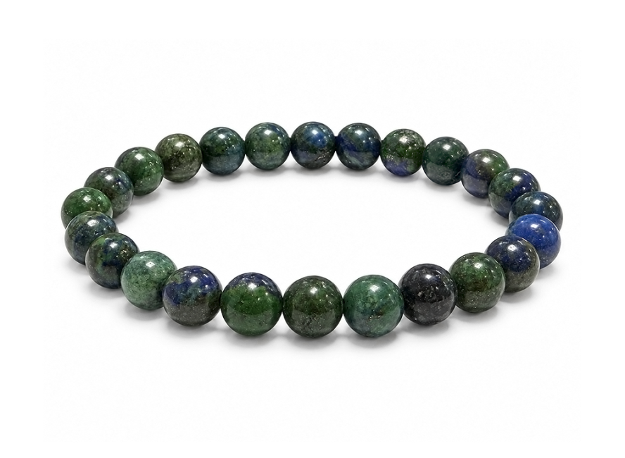 Bracelet Azurite & Malachite Stabilisée A perles 8mm chez Arabesk
