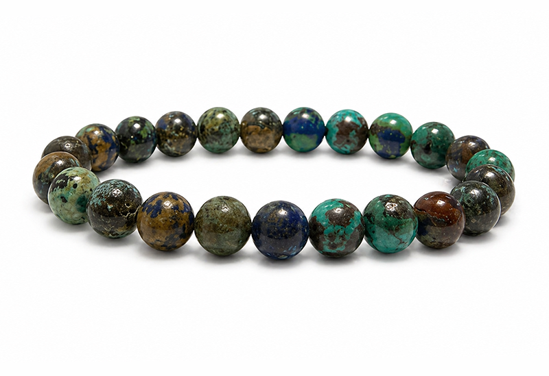 Bracelet Azurite Malachite Naturelle A perles 8-9mm chez Arabesk