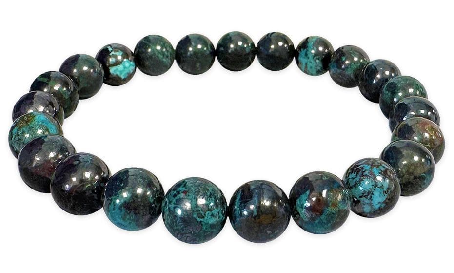 Bracelet Azurite  Chrysocolle A perles 7-8mm