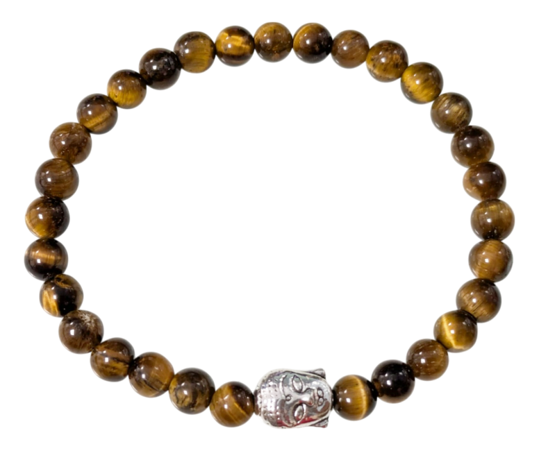 Bracelet Oeil de tigre & Bouddha A  perles 6mm chez Arabesk