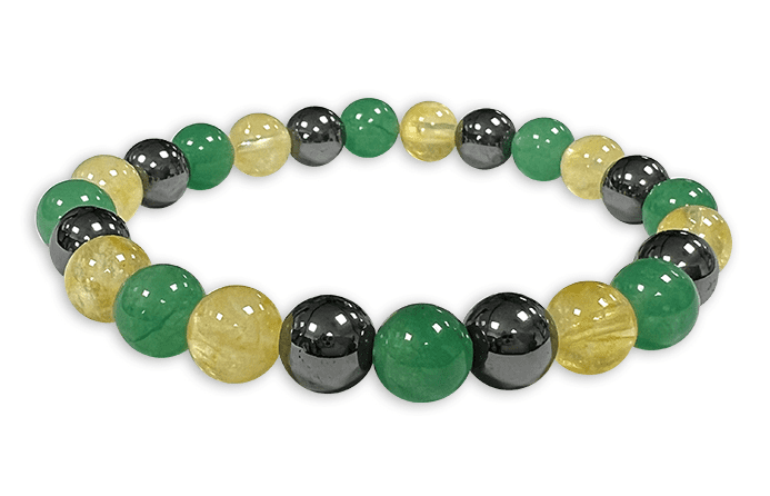 Bracelet Citrine chauffée, Aventurine Verte, Hematite perles 8mm