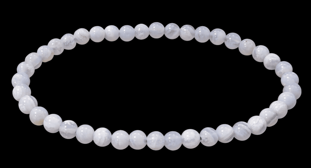 Bracelet Calcédoine Bleue Rubanée AA perles 4.5mm chez Arabesk