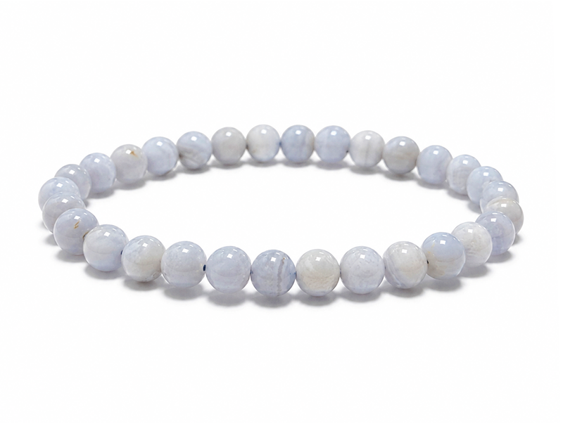 Bracelet Calcédoine Bleue Rubanée A perles 6-7mm chez Arabesk