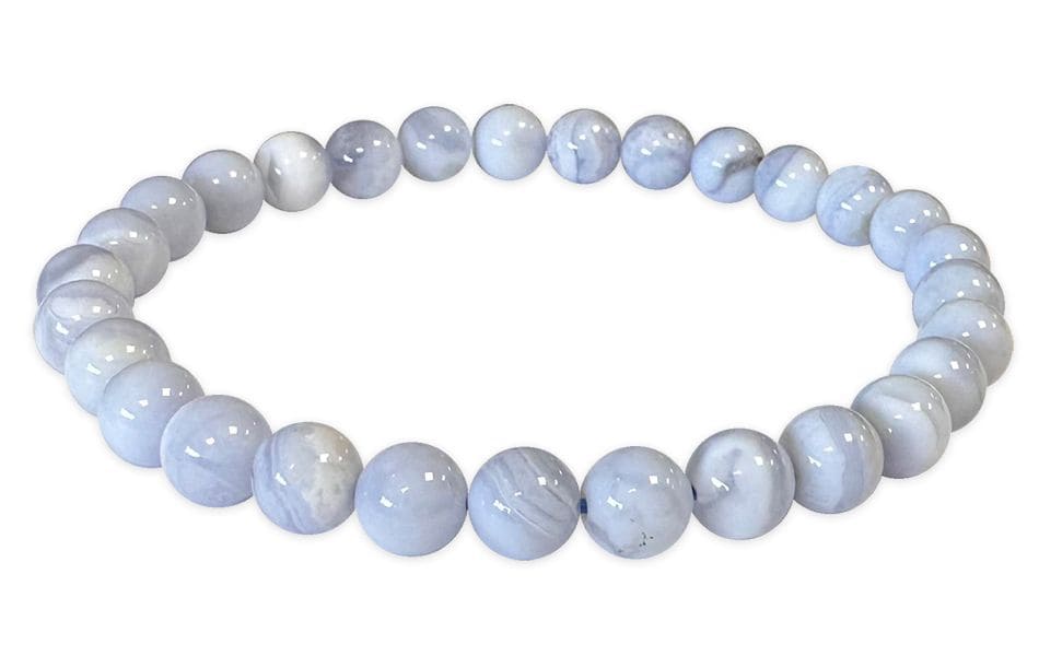 Bracelet Calcédoine Bleue Rubanée AA perles 6mm