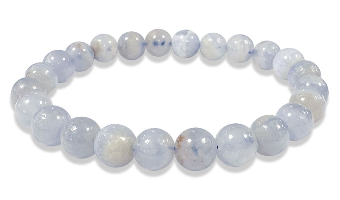 Bracelet Calcédoine Bleue Rubanée A perles 8mm