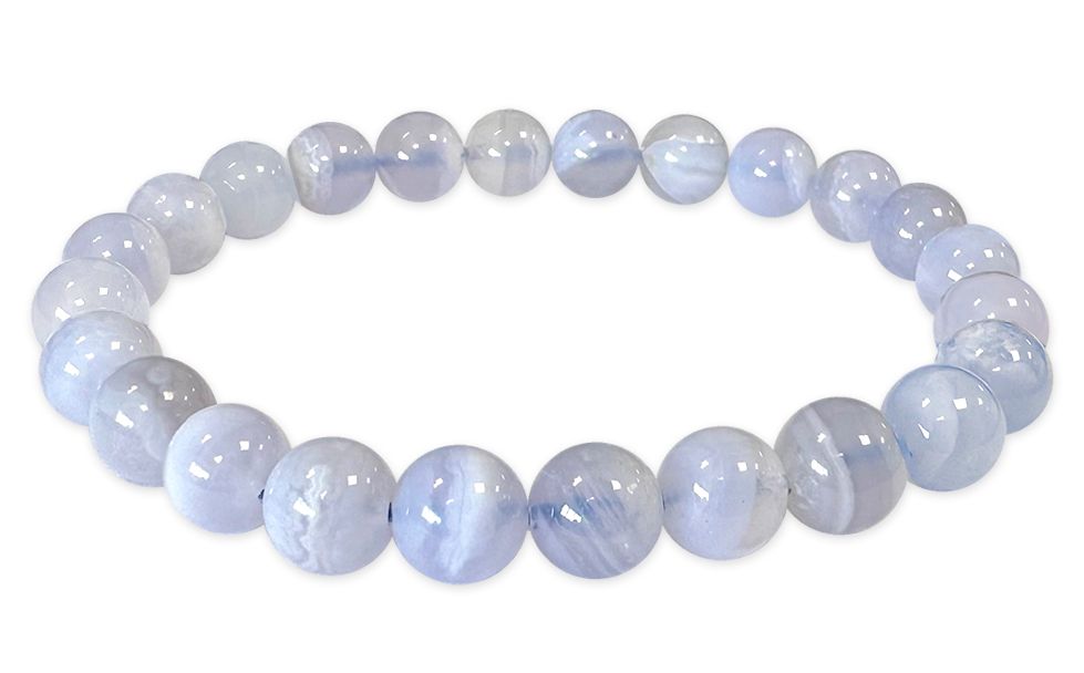 Bracelet Calcédoine Bleue Rubanée AA perles 8mm