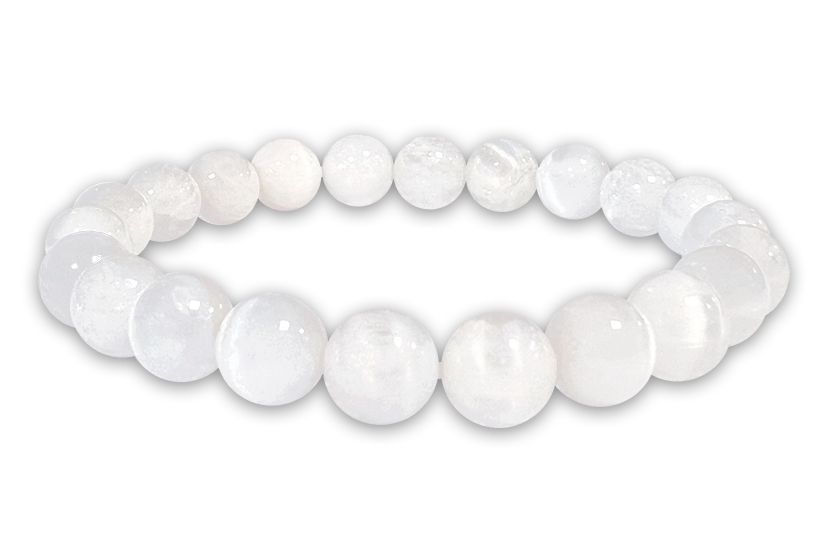 Bracelet Sélenite Oeil de Chat AA perles 8mm
