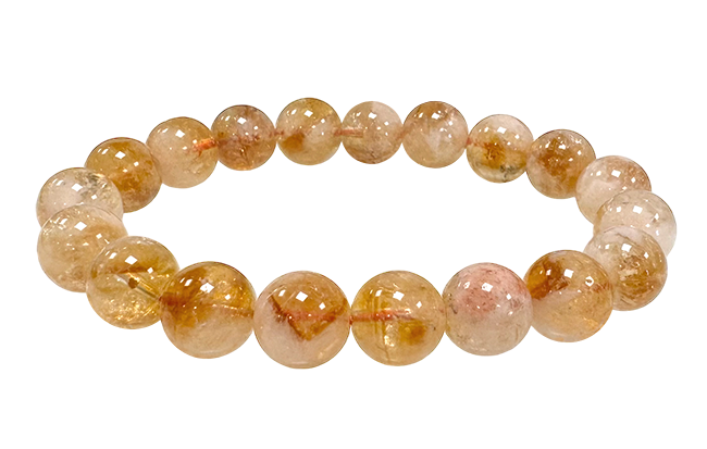 Bracelet Citrine chauffée perles 10mm