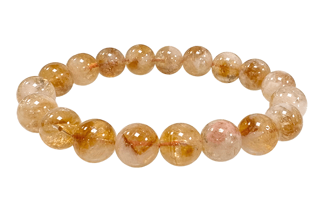 Bracelet Citrine chauffée perles 10mm