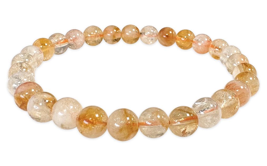 Bracelet Citrine chauffée perles 6mm